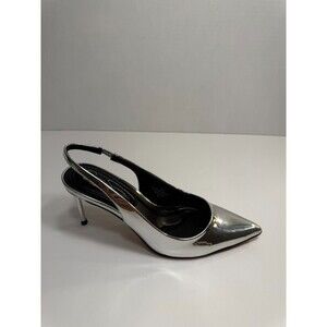 .8069 Jessica Simpson Slingback Womens Silver Heels, US-5.5, EU-36